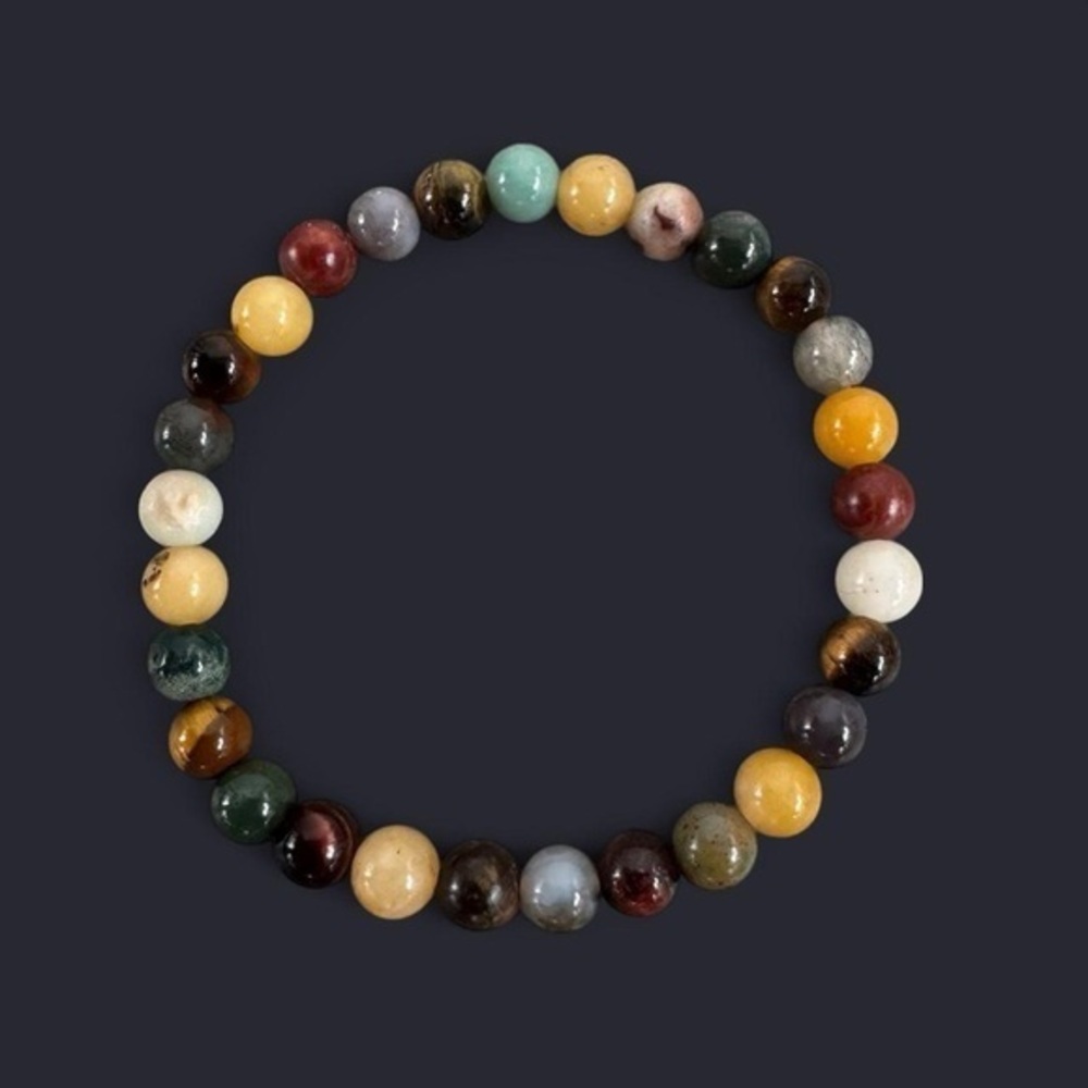 Mixed Stone Gemstone Bead Bracelet 6mm